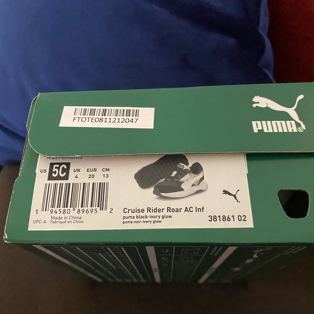 Cruise Rider Puma. Size was advertised on SAKS as child 5 but it’s a baby 5.